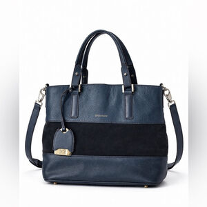 Gherardini Made in Italy Blue & Black Leather Suede Tote Bag